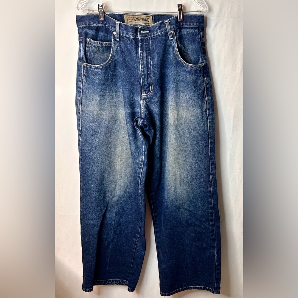 Kenneth David Blue Denim Jeans Straight Pockets Men’s  109% Cotton Size 33X32